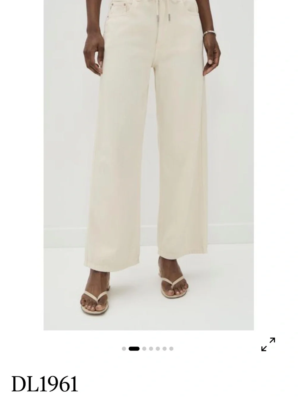 DL1961 Taylor Aura Relaxed Barrel Ultra High Rise Drawstring cream size 29